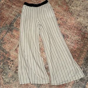 Free People Wide Leg Striped Pants wide blue & green waistband
